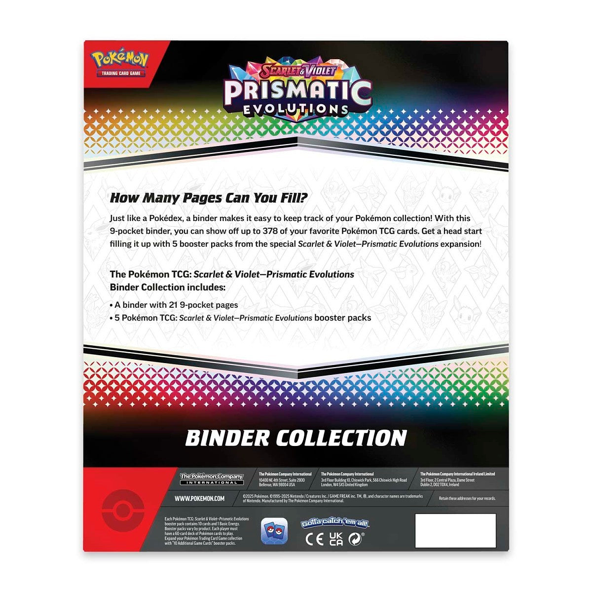 Pokemon TCG Scarlet & Violet Prismatic Evolutions Binder Collection - 5 Packs