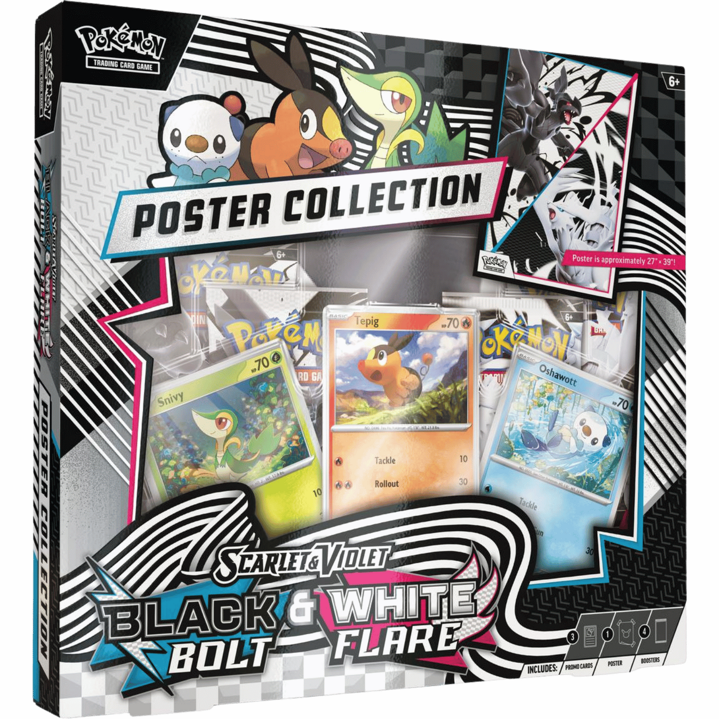 Pokemon TCG Black Bolt White Flare Unova Poster Collection - 4 Booster Packs