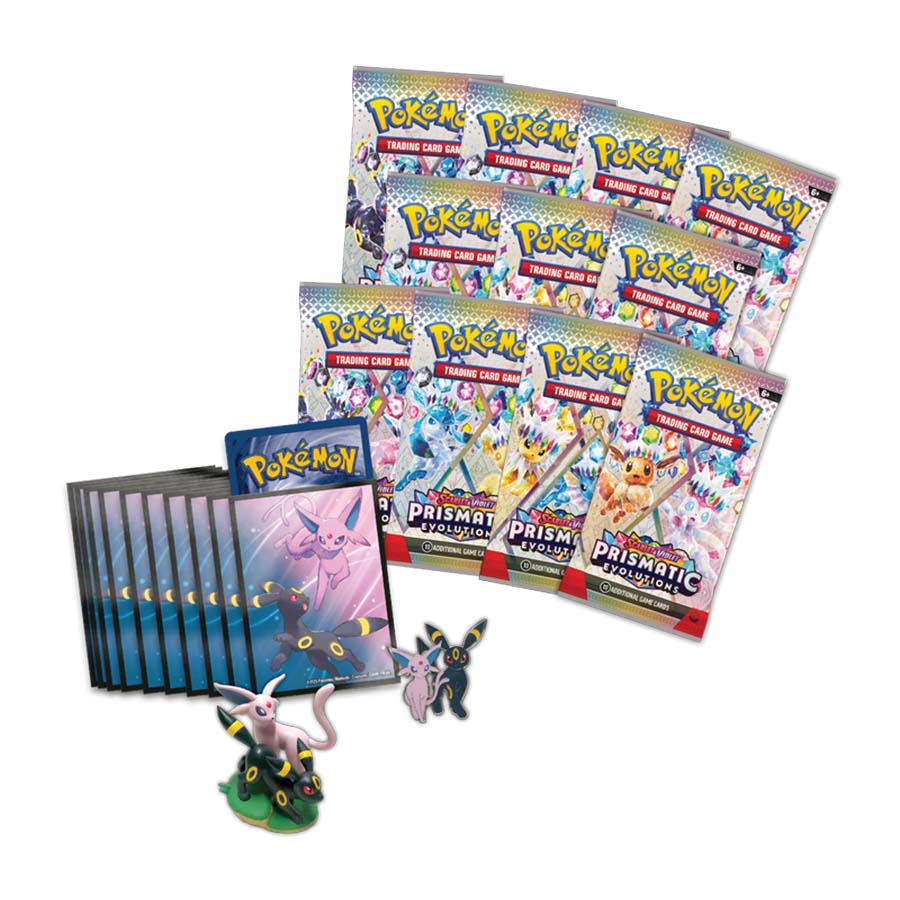Pokemon TCG Scarlet & Violet Prismatic Evolutions Premium Figure Collection Box - 11 Booster Packs