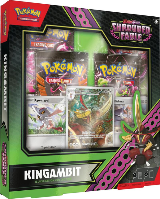Pokemon TCG Kingambit Illustration Collection - 4 Shrouded Fable Booster Packs