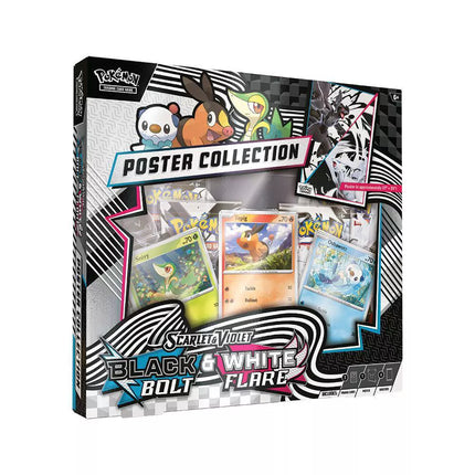 Pokemon TCG SV10.5 Black Bolt White Flare Unova Poster Collection - 4 Booster Packs