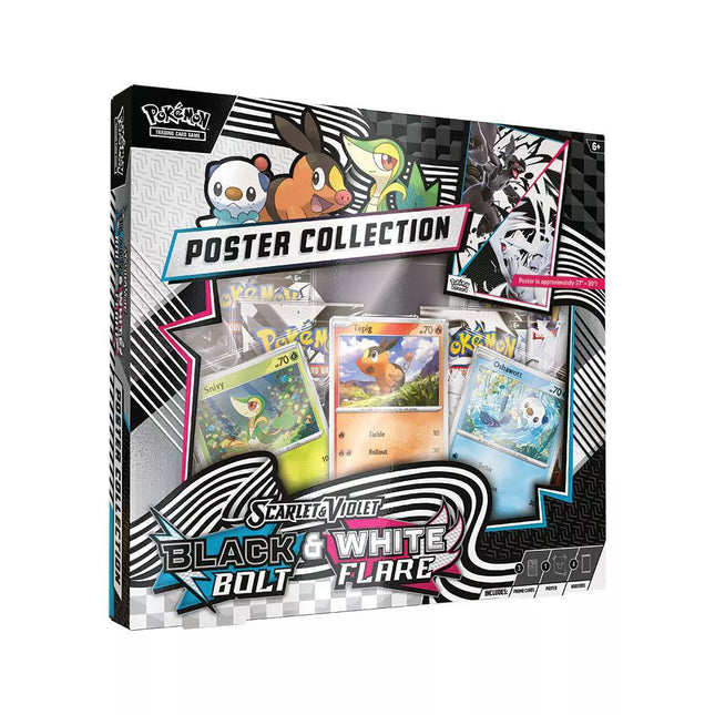 Pokemon TCG SV10.5 Black Bolt White Flare Unova Poster Collection - 4 Booster Packs