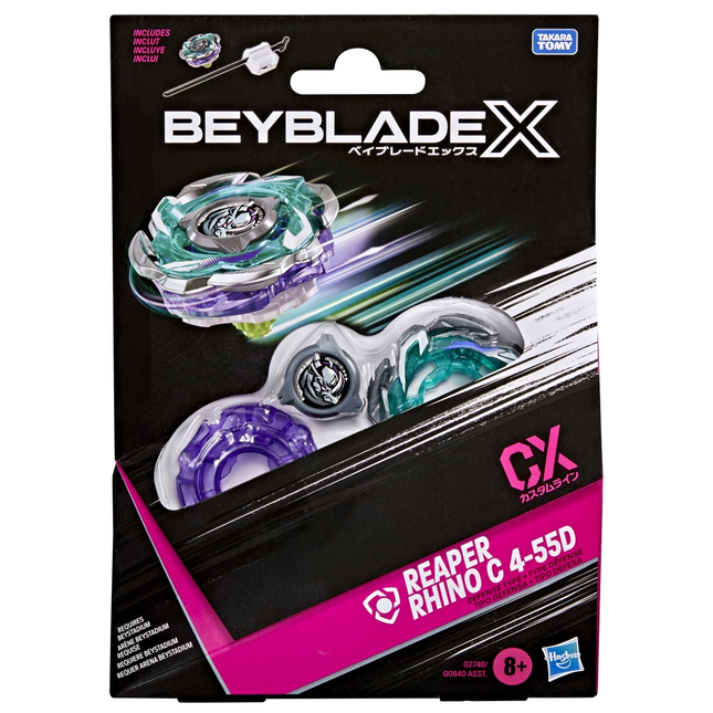 Beyblade X Reaper Rhino C 4-55D CX Starter Pack – Defense Type Top & Launcher