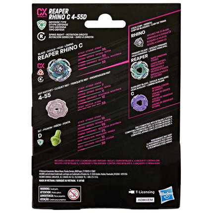 Beyblade X Reaper Rhino C 4-55D CX Starter Pack – Defense Type Top & Launcher