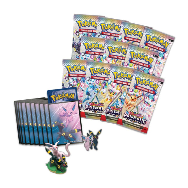 Pokemon TCG Scarlet & Violet Prismatic Evolutions Premium Figure Collection Box - 11 Booster Packs