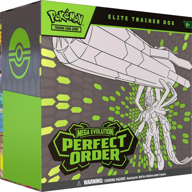 Pokémon TCG Mega Evolution Perfect Order Elite Trainer Box featuring Mega Zygarde artwork